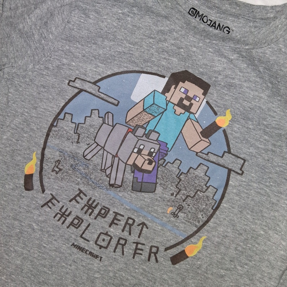 Minecraft Expert Explorer Gray Long Sleeve‎ Youth Kids T-Shirt Mojang